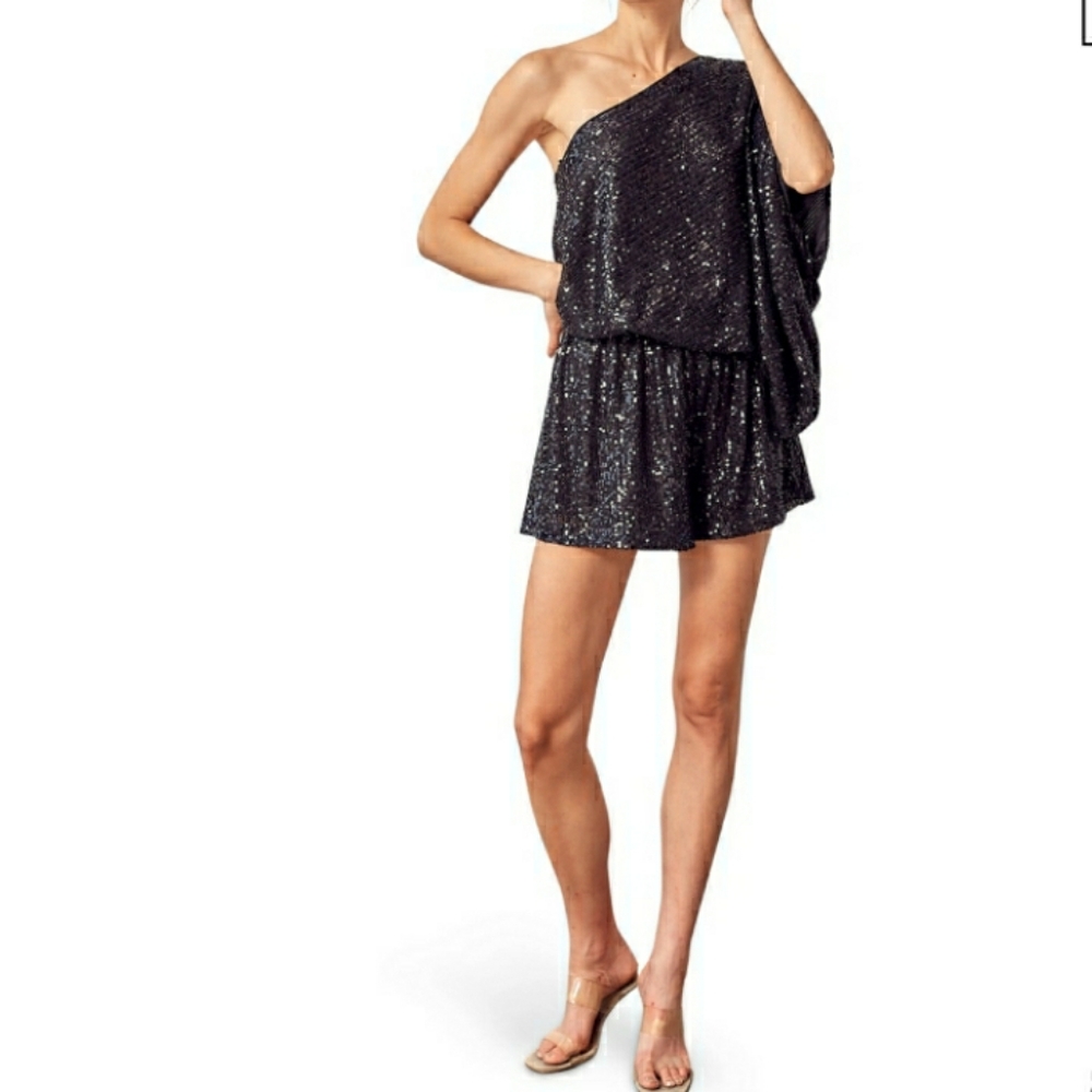 NWT Mustard Seed Asymmetrical Sequin Romper Sz M